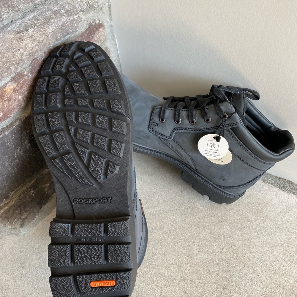 Rockport Black Boots with Sturdy Build and Velcro Closure